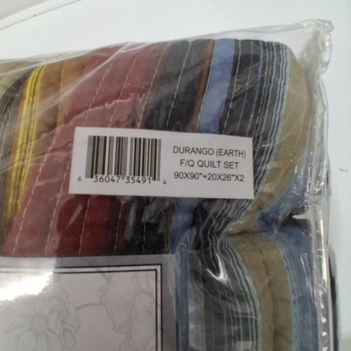 3PC GREENLAND HOME DURANGO FINELY STITCHED REVERSIBLE QUILT SET FULL/QUEEN/90" X 90", EARTH THEME COLOURS image 4