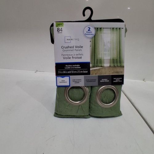 (2 PANELS) MAINSTAYS CRUSHED VOILE SHEER GROMMET CURTAINS - 51" X 84" - GREEN image 2
