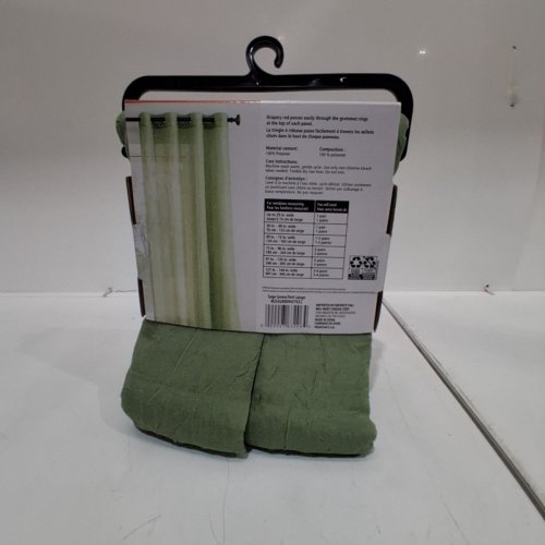 (2 PANELS) MAINSTAYS CRUSHED VOILE SHEER GROMMET CURTAINS - 51" X 84" - GREEN image 3