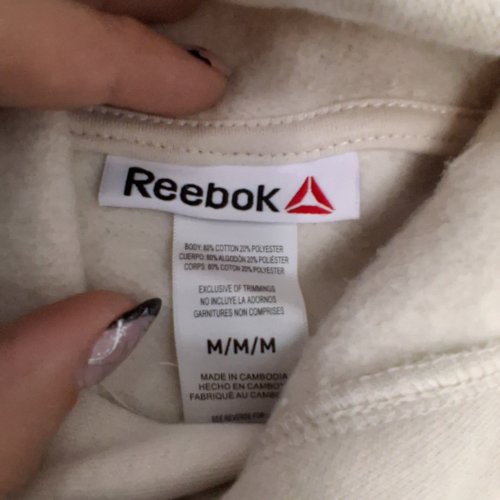 MEN'S REEBOK FLEECE HOODIE - MEDIUM - BEIGE image 3