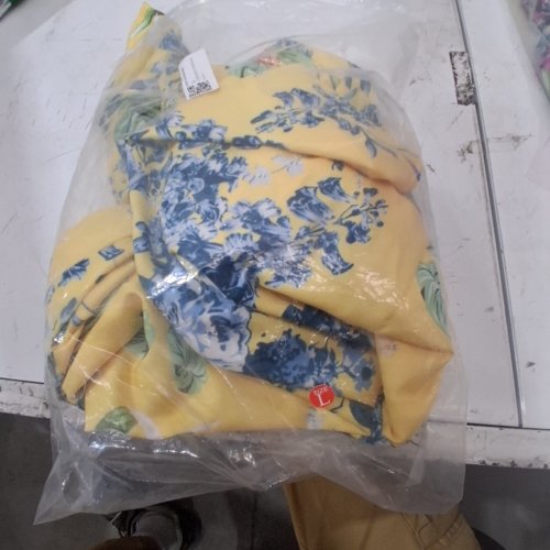 LOVZFMLL FASHION SHORT SLEEVE ROUND NECK DRESS WITH POCKETS- LARGE - YELLOW FLORAL image 2