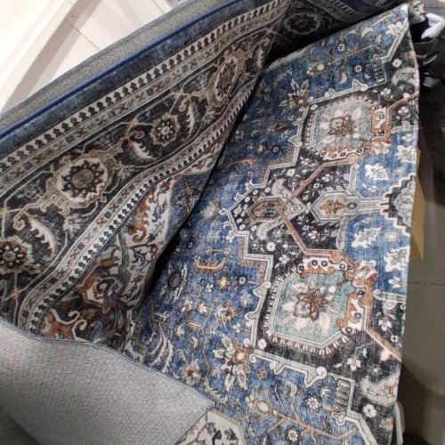 WYATT & ASH IMAGINE CHENILLE WASHABLE AREA RUG - 9FT X 6FT - BLUE image 4