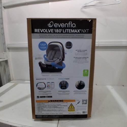 EVENFLO REVOLVE180 LITEMAX NXT BLUETOOTH INFANT CARSEAT WITH BASE AND SENSORYSOOTHE - MAX WEIGHT 22LBS - QUARTZ/GREY (MODEL: CS160412545C) image 6