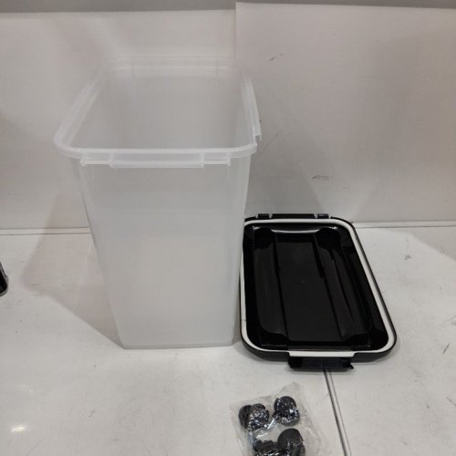IRIS AIRTIGHT PET FOOD CONTAINER WITH WHEELS - 33QT/30LBS - BLACK/CLEAR image 2
