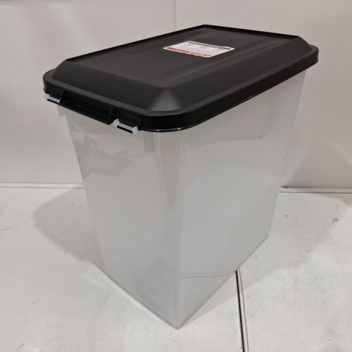 IRIS AIRTIGHT PET FOOD CONTAINER WITH WHEELS - 33QT/30LBS - BLACK/CLEAR image 4