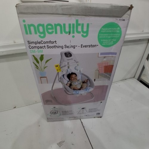 INGENUITY SIMPLE COMFORT POWERED CRADLING EVERSTON BABY SWING - WHITE/GREY (MODEL: 11149) image 4