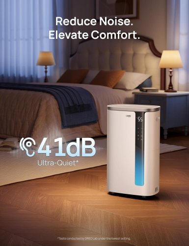 DREO SMART DEHUMIDIFIER WITH 3 FAN SPEEDS, 24H TIMER FOR UP TO 2000 SQ. FT - WHITE (MODEL: 733S) image 3