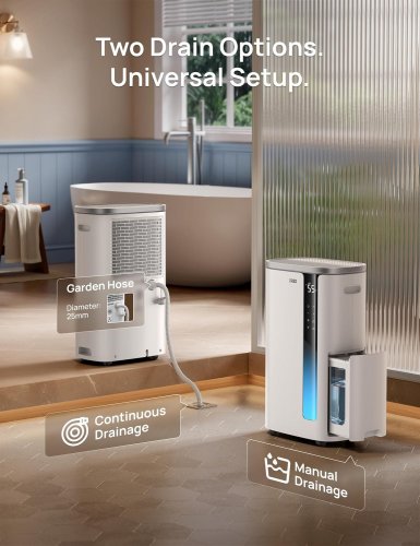 DREO SMART DEHUMIDIFIER WITH 3 FAN SPEEDS, 24H TIMER FOR UP TO 2000 SQ. FT - WHITE (MODEL: 733S) image 5