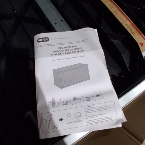 KETER OUTDOOR WEATHER RESISTANT UV RESIN STORAGE DECK BOX - 170GAL - BLACK (MODEL: 1969092) image 5