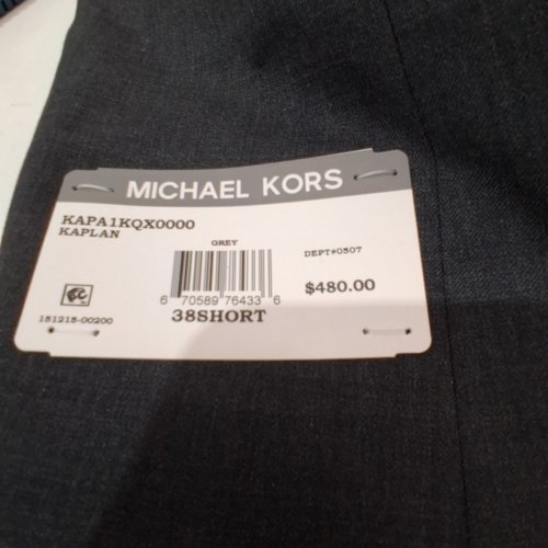 MENS MICHAEL KORS CLASSIC FIT BLAZER JACKET - 38 SHORT - GREY SHARKSKIN - (MODEL:KAPA1KQX0000) image 2