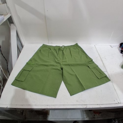 MENS ELASTICC WAIST RELAXED ZIPPER CARGO SHORTS - 3XL - GREEN image 2