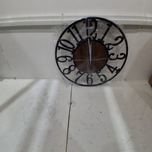 LARGE DECORATIVE ROUND WALL CLOCK - 23" - BLACK/BROWN image 2