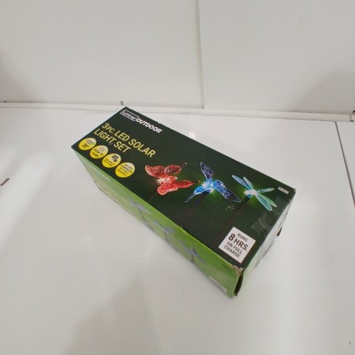 3PK LUMINAR OUTDOOR DECORATIVE LED SOLAR GARDEN STAKE LIGHT SET - BUTTERFLY/DRAGONFLY/HUMMINGBIRD (MODEL: 59266) image 6