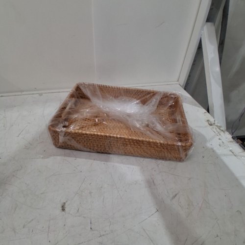 RECTANGULAR WICKER SERVING TRAY - 15" X 10" - BROWN image 6