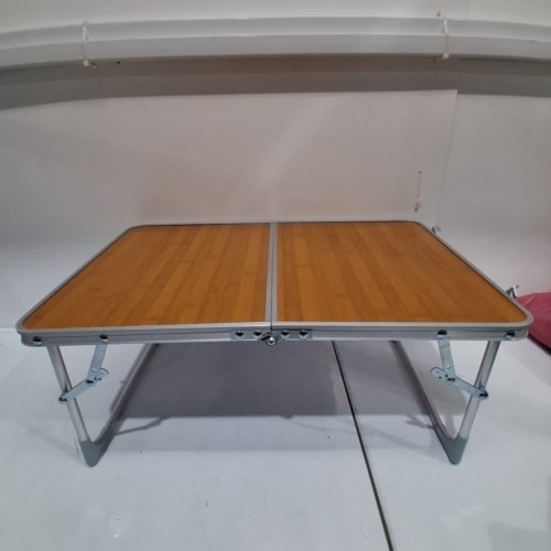 FOLDING CAMPING PICNIC MINI TABLE - 15.5" X 9.5" X 23.5" - BROWN / SILVER image 2