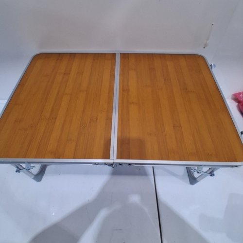 FOLDING CAMPING PICNIC MINI TABLE - 15.5" X 9.5" X 23.5" - BROWN / SILVER image 3