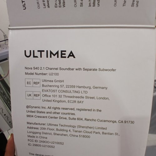 ULTIMEA NOVA S40 ULTRA SLIM SERIES 2.1 CHANNEL TV TELEVISION BLUETOOTH SOUNDBAR WITH SEPERATE SUBWOOFER & DEEP BASS - 160W - BLACK (MODEL: U2100) image 2