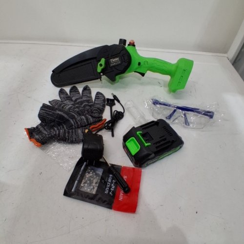 TIETOC 6" CORDLESS MINI HANDHELD CHAINSAW WITH 21V BATTERY - 880W - GREEN image 3