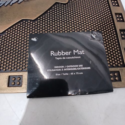 RUBBER DOOR MAT BEAR DESIGN - 17" X 29" - BLACK AND BROWN image 2