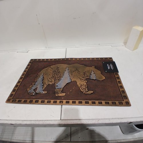 RUBBER DOOR MAT BEAR DESIGN - 17" X 29" - BLACK AND BROWN image 3