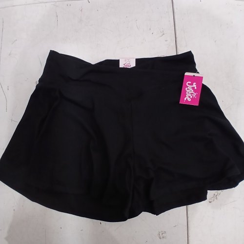 GIRLS JUSTICE CROSS OVER FLUTTER SHORTS - XL (16/18) - BLACK image 3
