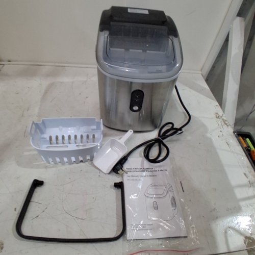 SIMZLIFE COUNTERTOP ICE MAKER MACHINE WITH HANDLE, BASKET AND SCOOP - MAKES 26 LBS PER DAY - BLACK (MODEL: IM003-BBL-CAZX) image 3