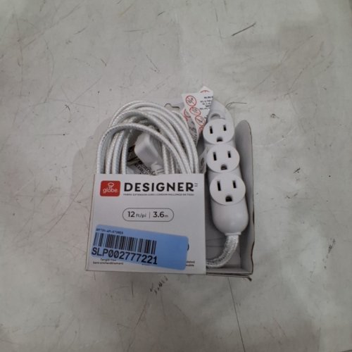 GLOBE ELECTRIC FABRIC EXTENSION CORD - 12FT - WHITE image 2