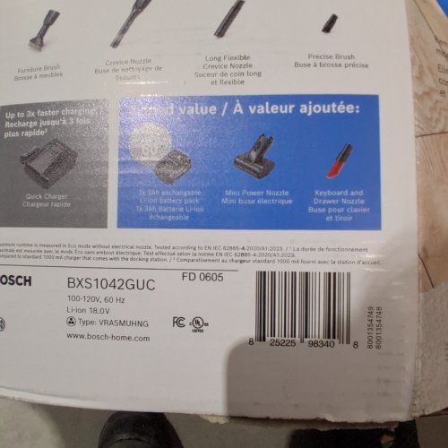 BOSCH CORDLESS STICK VACUUM CLEANER - 18V - BLACK AND WHITE (MODEL: BXS1042GUC) image 10