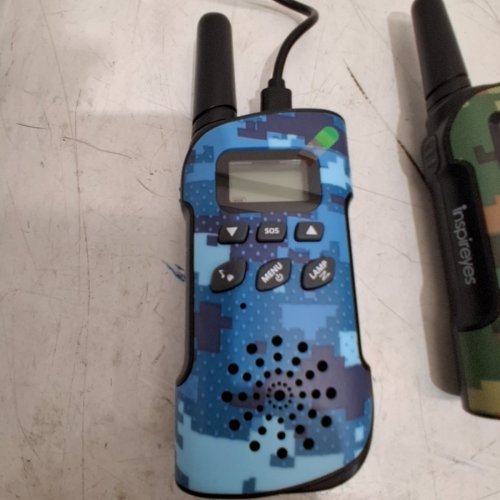 2PK INSPIREYES RECHARGEABLE WALKIE TALKIES FOR KIDS - UP TO 2MI/3KM RANGE - BLUE AND GREEN CAMOUFLAGE (MODEL: GL-528) image 3
