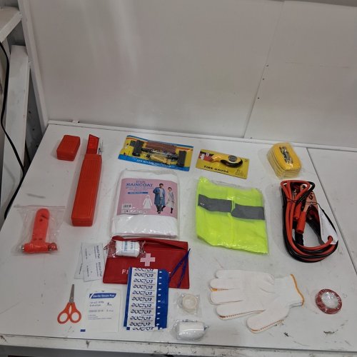 10PC AUTO CAR MULTI-PURPOSE EMERGENCY KIT SET - RED image 2