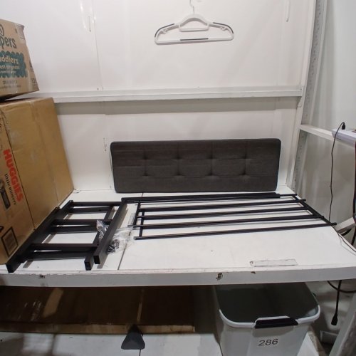 UPHOLSTERED STORAGE BENCH/SHOE RACK - BLACK/GREY image 2