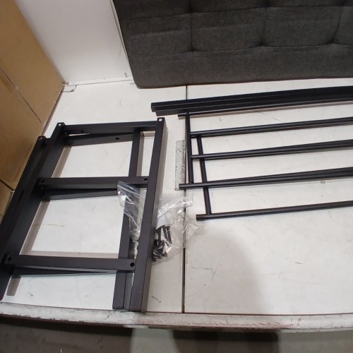 UPHOLSTERED STORAGE BENCH/SHOE RACK - BLACK/GREY image 3