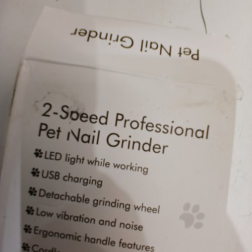 PROFESSIONAL 2-SPEED PET NAIL GRINDER, RECHARGEABLE WITH LED LIGHT WHILE WORKING - WHITE/BLACK image 3