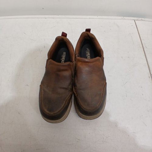 MEN'S REDHEAD SERIES 56 LEATHER MOC TOE SLIP-ON SHOES - SIZE 9W - BROWN image 2
