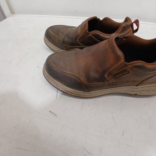 MEN'S REDHEAD SERIES 56 LEATHER MOC TOE SLIP-ON SHOES - SIZE 9W - BROWN image 3