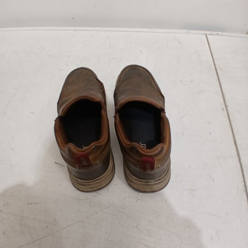 MEN'S REDHEAD SERIES 56 LEATHER MOC TOE SLIP-ON SHOES - SIZE 9W - BROWN image 4