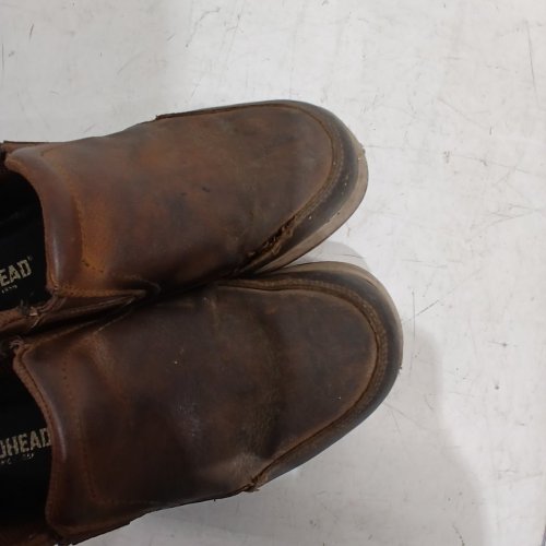 MEN'S REDHEAD SERIES 56 LEATHER MOC TOE SLIP-ON SHOES - SIZE 9W - BROWN image 6
