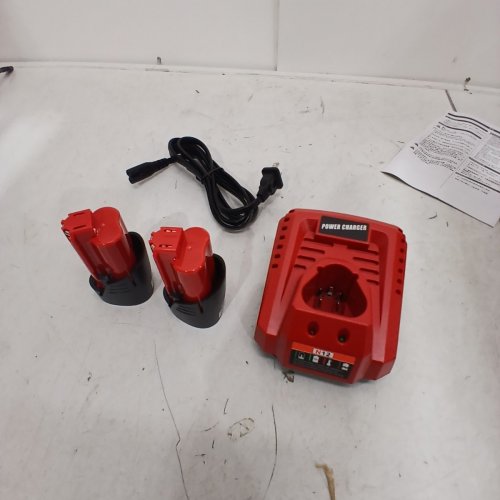 FIRSTPOWER BATTERY CHARGER AND 2 RECHARGEABLE BATTERY PACKS FOR MILWAUKEE M12 TOOLS - 12V / 3.0AH - RED/BLACK (MODEL: N12) image 2