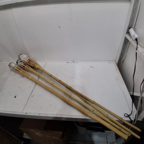 4PK TIKI BRAND WEATHER RESISTANT MOSQUITO REPELLENCY BAMBOO TIKI TORCH - 57" - NATURAL BAMBOO (MODEL: L4000073) image 2