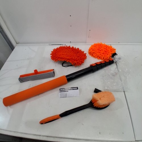 5PC TONYINGO CAR CLEANING KIT WASH BRUSH WITH LONG HANDLE - 4-12FT POLE - ORANGE/BLACK image 3