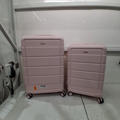 2PC SHOWKOO PRO G-SERIES PC DURABLE HARDSIDE EXPANDABLE LUGGAGE/SUITCASE WITH TSA LOCK DOUBLE WHEELS - 24" & 28" - PINK image 2