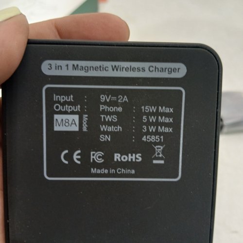 MAGNETIC 3-IN-1 FOLDABLE WIRELESS CHARGER - COMPATIBLE WITH SAMSUNG PRODUCTS- 15W PHONE / 5W TWS / 3W WATCH OUTPUT - BLACK (MODEL: M8A) image 2
