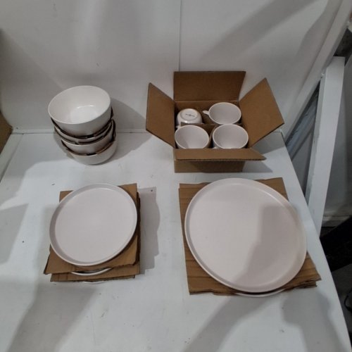 16PC ARORA SKUGGA STONEWARE DINNERWARE PLATE, BOWL AND MUG SET - MATTE WHITE (MODEL: 466817) image 2