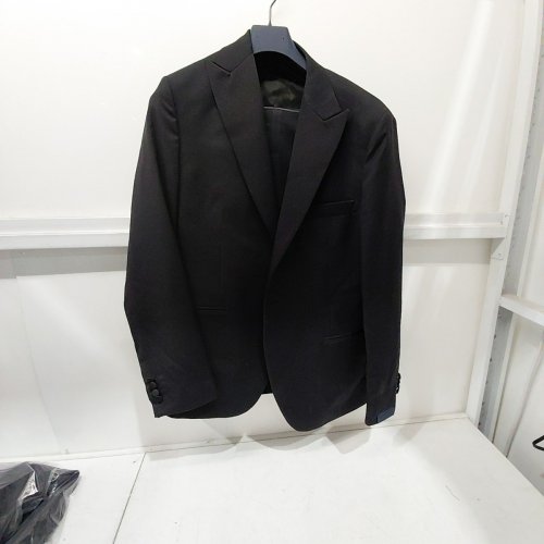 2PC MEN'S MODA SPANI 100% VIRGIN WOOL SUIT JACKET & PANTS - 56 - BLACK (MODEL: A-TOLEDO-PI) image 2