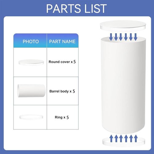 5PC ACRYLIC CYLINDER PEDESTAL STANDS FOR DESSERT CAKE PARTIES BIRTHDAY & WEDDING - - 19" X 10" | 21" X 11" | 23" X 13" | 29" X 14" | 35" X 15" - WHITE image 3