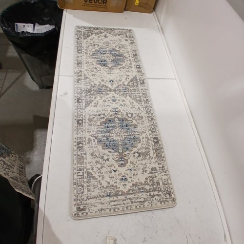 2PC PAUWER ANTI FATIGUE KITCHEN CUSHIONED MEMORY FOAM MATS - 17" X 47" & 17" X 28" - VINTAGE GREY / BLUE image 4