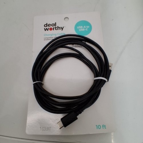 DEALWORTHY USB-A TO USB-C CHARGING CABLE - 10FT - BLACK image 3