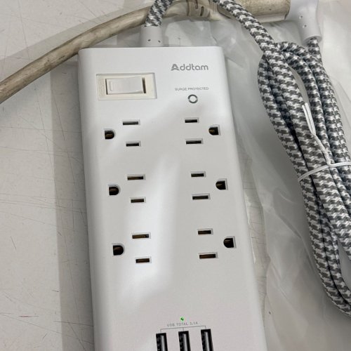 ADDTAM SURGE PROTECTOR POWER FLAT PLUG BAR - 5 FEET - WHITE image 3