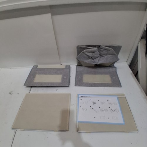 2PK SONGMICS FOLDING, STACKABLE STORAGE BINS WITH FILM WINDOW - 15" X 13.8" X 9.8" - GREY image 2
