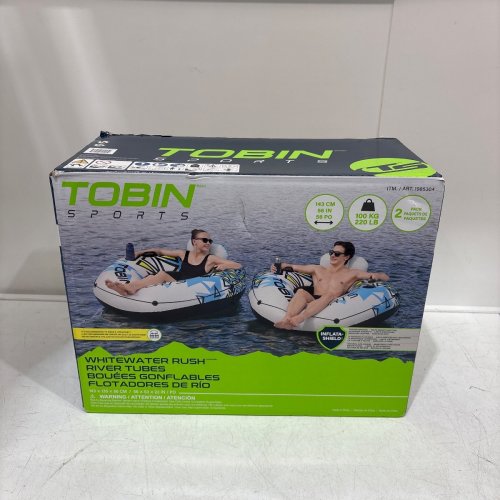 2PK TOBIN SPORTS WHITEWATER RUSH RIVER TUBES WITH CUPHOLDERS - 56" - 100KG CAP - BLUE/WHITE (MODEL: 1985304) image 4